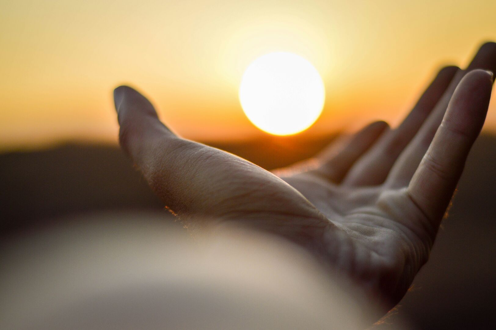 Une main tendue vers le soleil