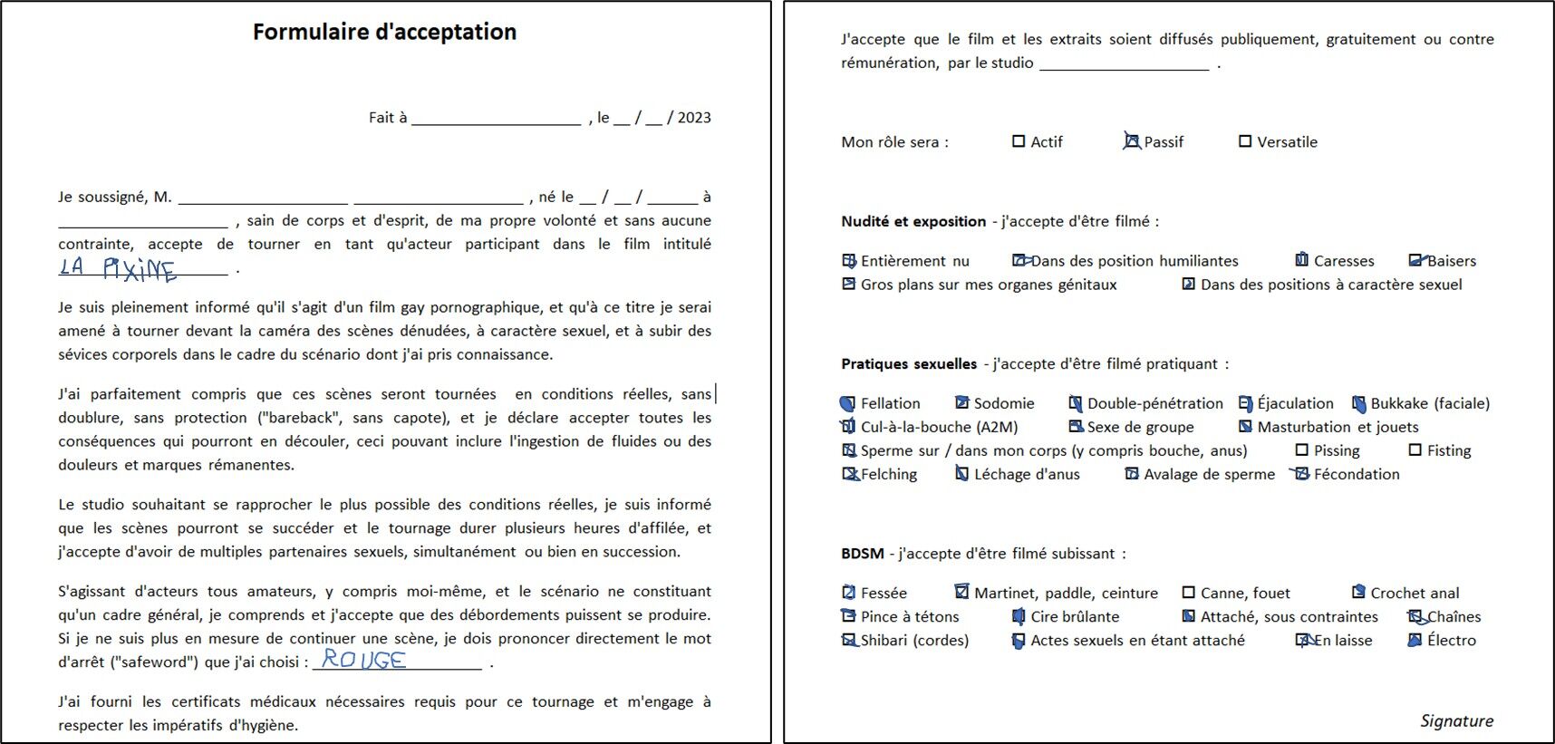 Formulaire complété