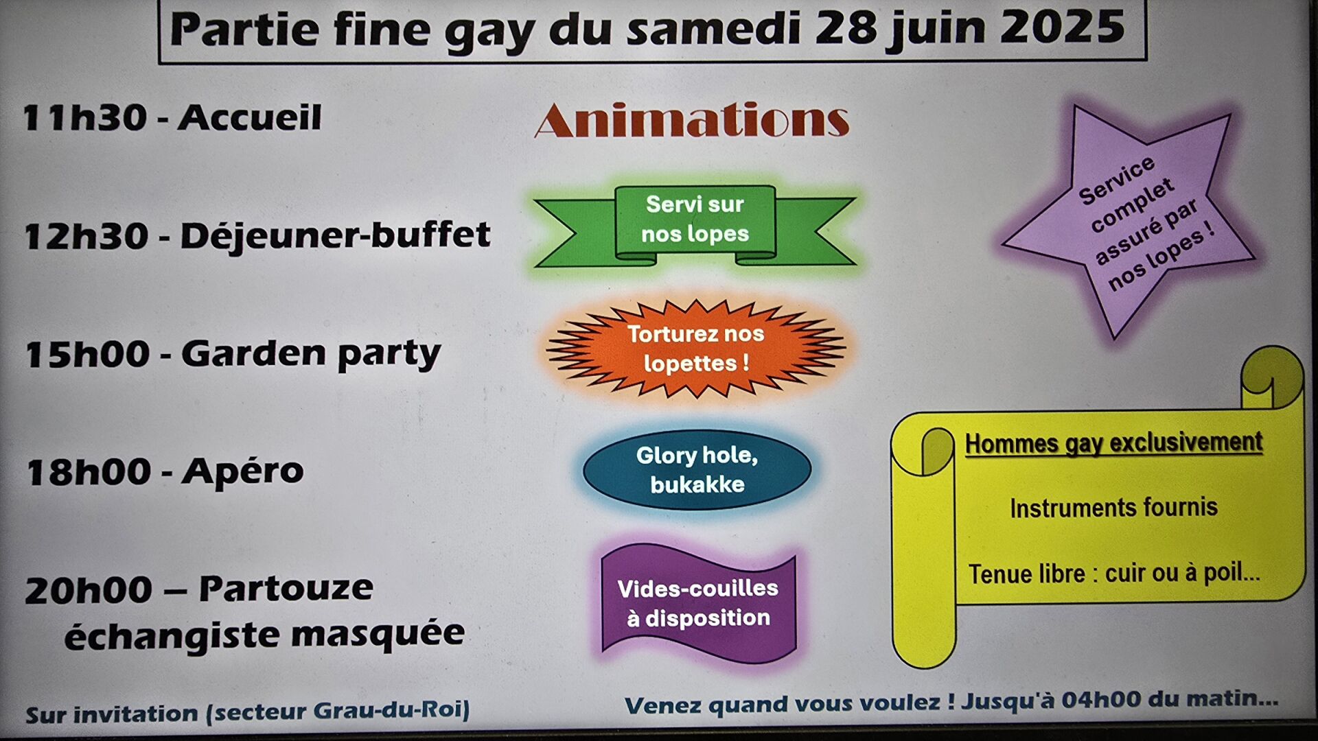 Photo d'écran du programme de la journée.